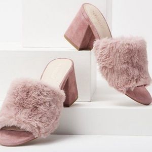 Seychelles fuzzy pink mules